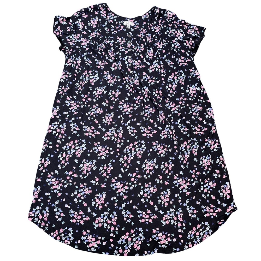 Aria Black Floral Nightgown with Pink & Light Blue Flowers